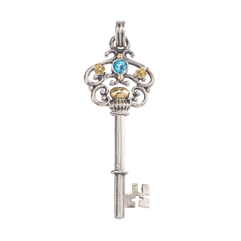 Byzantine Key Pendant - 18k Gold & Sterling Silver Pendant