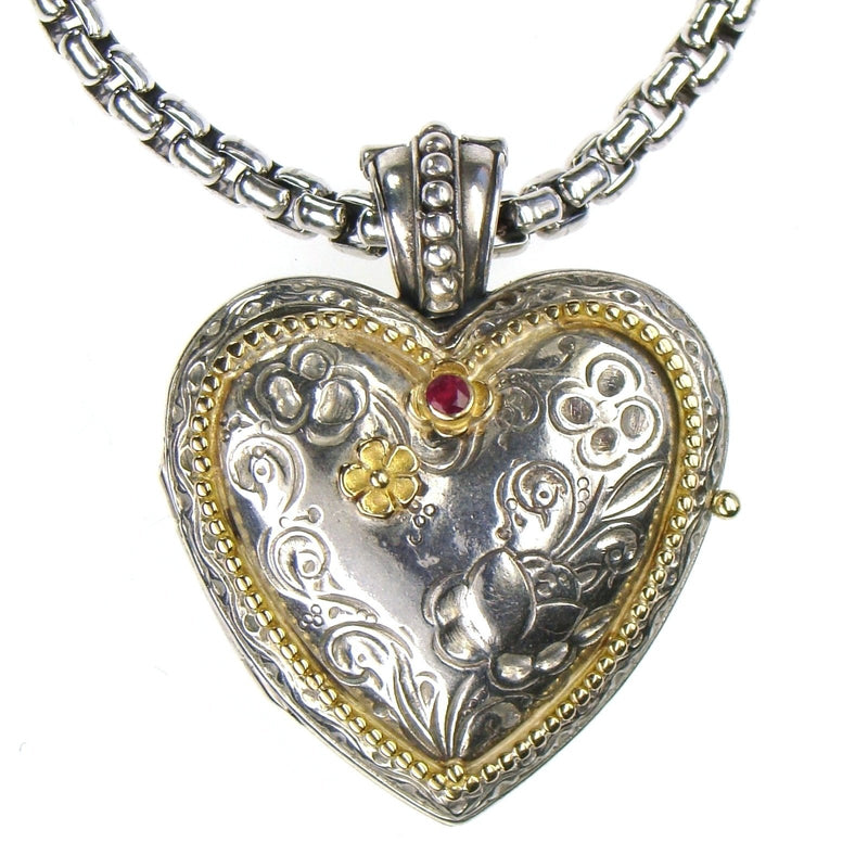 The Gerochristo Heart Locket Pendant - 18k Gold & Sterling Silver Pendant