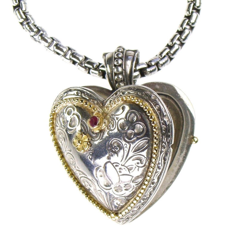 The Gerochristo Heart Locket Pendant - 18k Gold & Sterling Silver Pendant