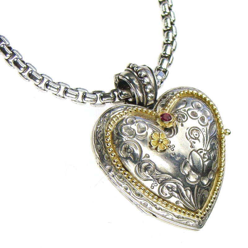 The Gerochristo Heart Locket Pendant - 18k Gold & Sterling Silver Pendant