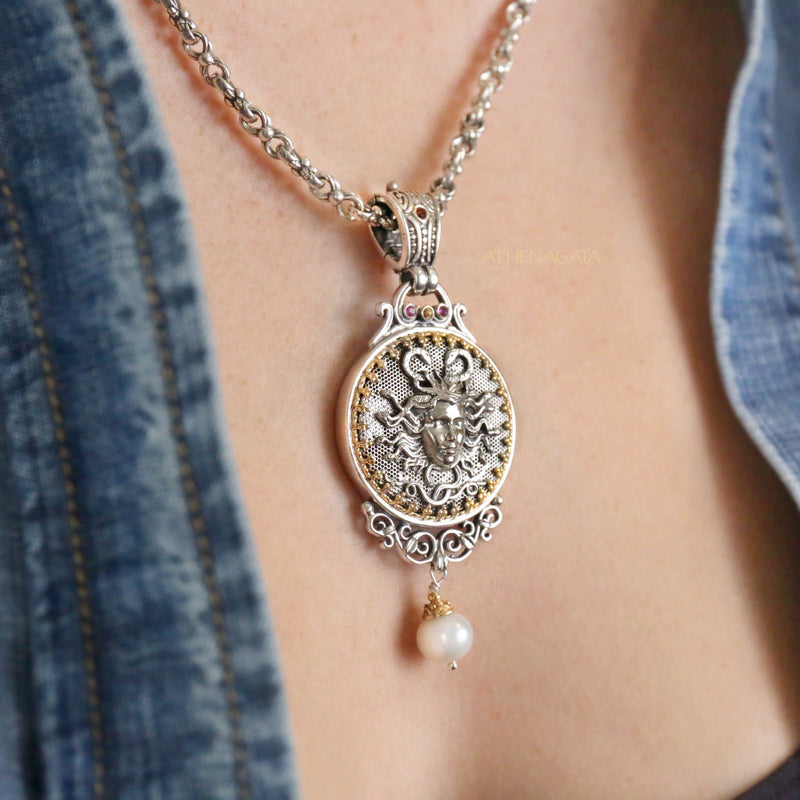 Medusa Pendant - 18k Gold & Sterling Silver Pendant