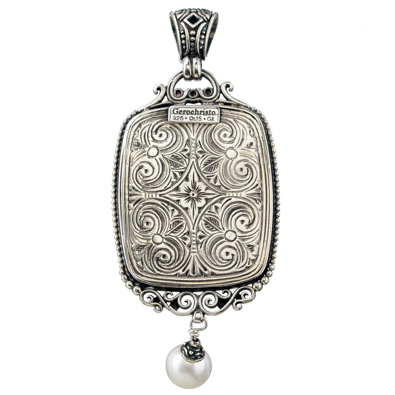 Pop Rocks Synergy Framed Tetra Pearl Drop Pendant - Sterling Silver Pendant