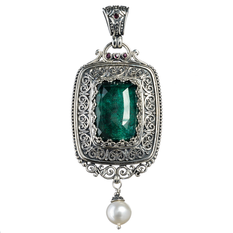 Pop Rocks Synergy Framed Tetra Pearl Drop Pendant - Sterling Silver Pendant