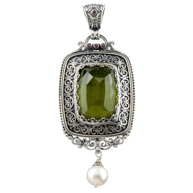 Pop Rocks Synergy Framed Tetra Pearl Drop Pendant - Sterling Silver Pendant
