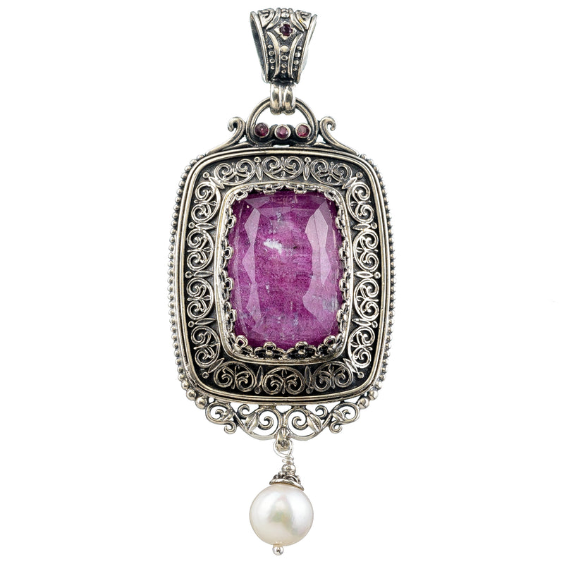 Pop Rocks Synergy Framed Tetra Pearl Drop Pendant - Sterling Silver Pendant