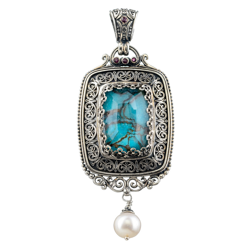 Pop Rocks Synergy Framed Tetra Pearl Drop Pendant - Sterling Silver Pendant