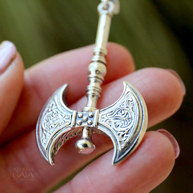 Minoan Double Axe Pendant - 18k Gold & Sterling Silver Pendant