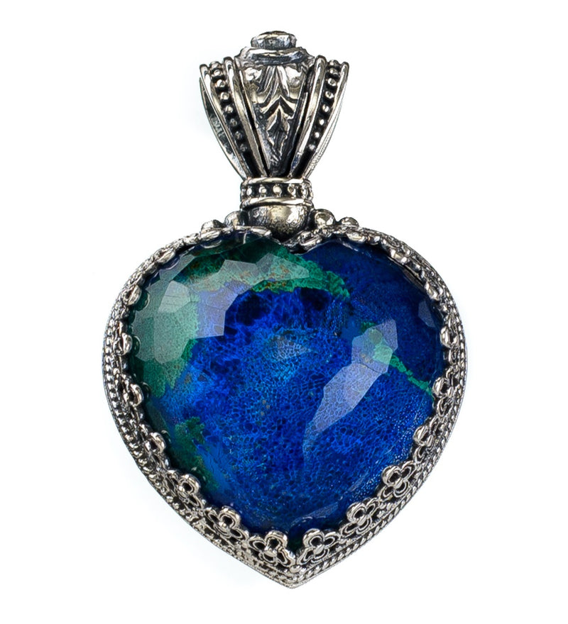 Pop Rocks Crown Bezel Heart Pendant - Sterling Silver Pendant