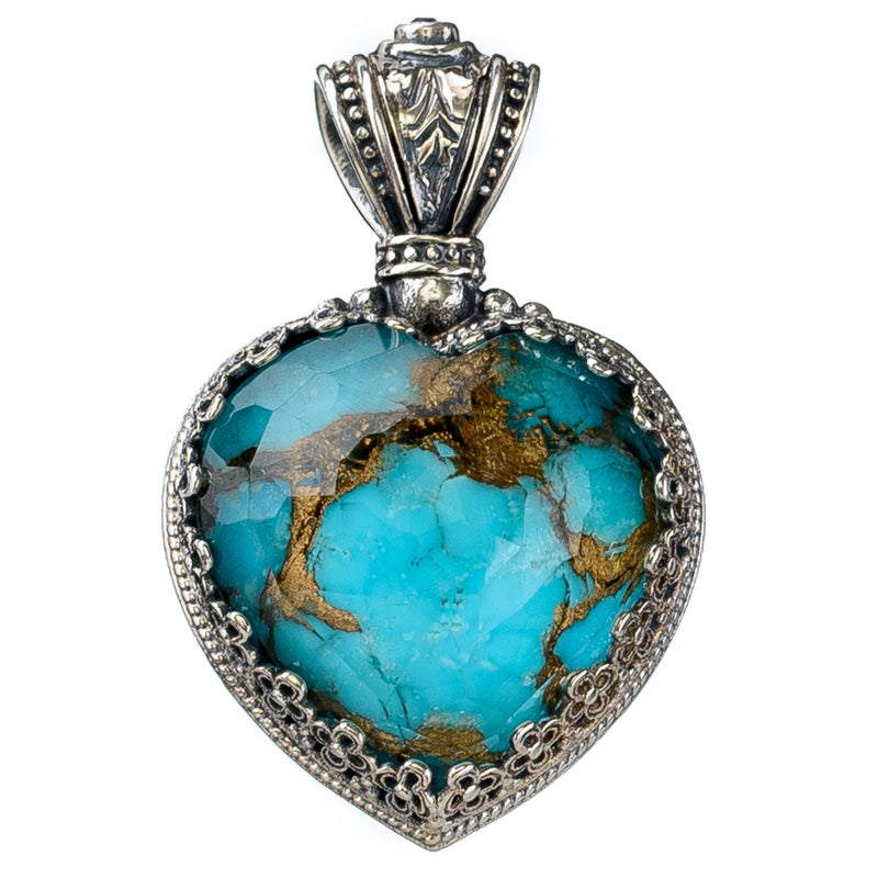 Pop Rocks Crown Bezel Heart Pendant - Sterling Silver Pendant