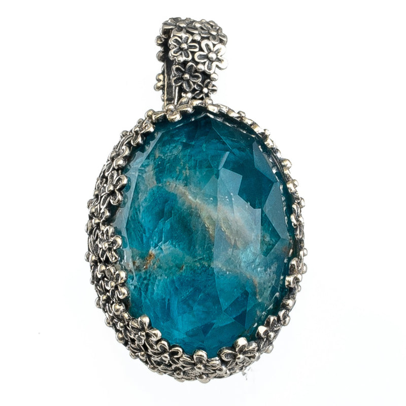 Pop Rocks Wild Flower Anthemis Bezel Oval Pendant - Sterling Silver Pendant