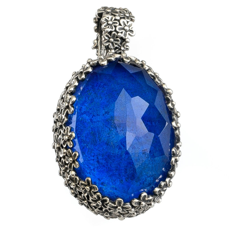 Pop Rocks Wild Flower Anthemis Bezel Oval Pendant - Sterling Silver Pendant