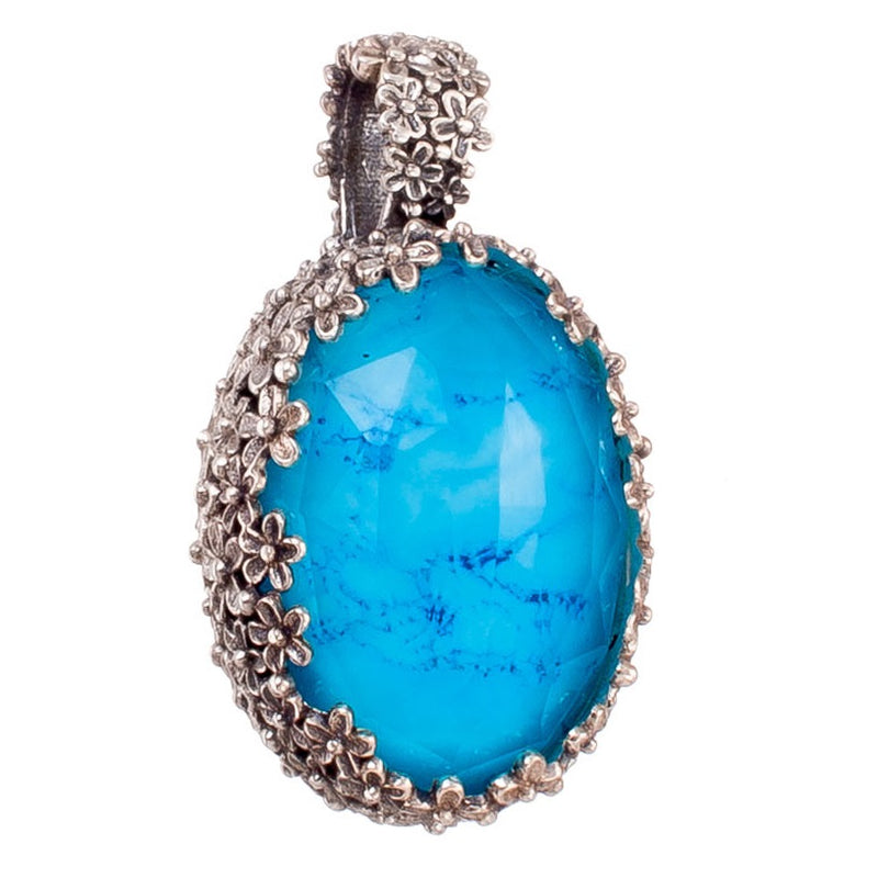 Pop Rocks Wild Flower Anthemis Bezel Oval Pendant - Sterling Silver Pendant