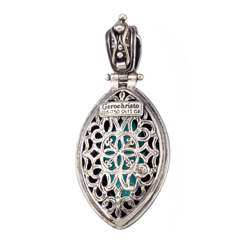 Pop Rocks Ellipse Synergy Border Pendant - 18k Gold & Sterling Silver Pendant