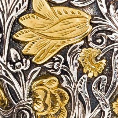 Wild Flower Oval Locket Pendant - 18k Gold & Sterling Silver Pendant