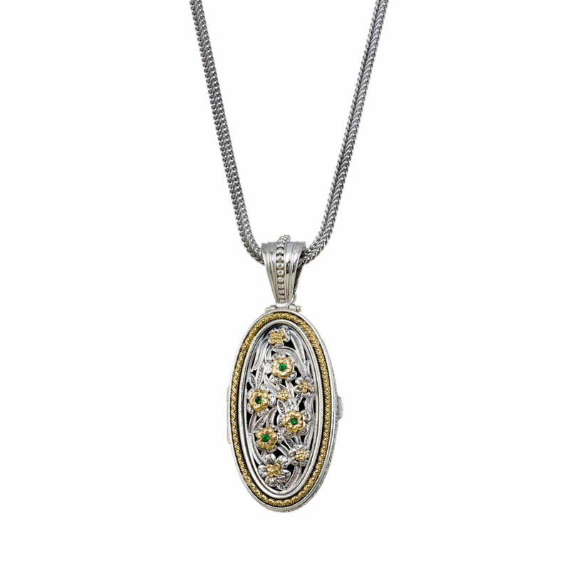 Meadow Shadows Oval Locket Pendant - 18k Gold & Sterling Silver Pendant
