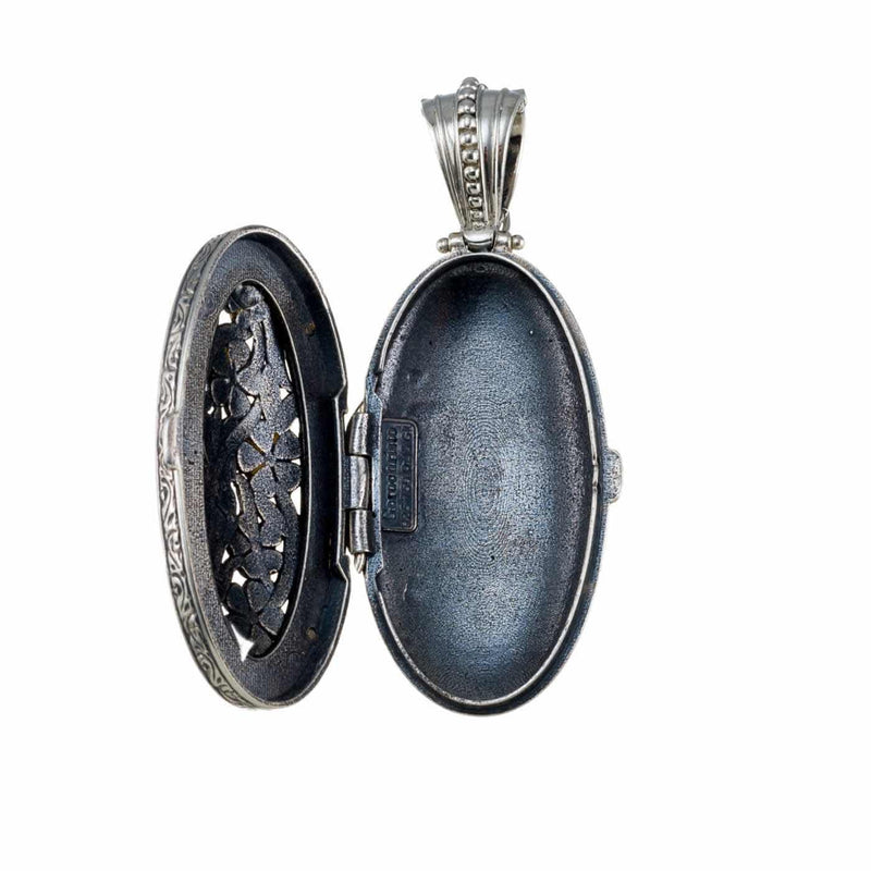 Meadow Shadows Oval Locket Pendant - 18k Gold & Sterling Silver Pendant