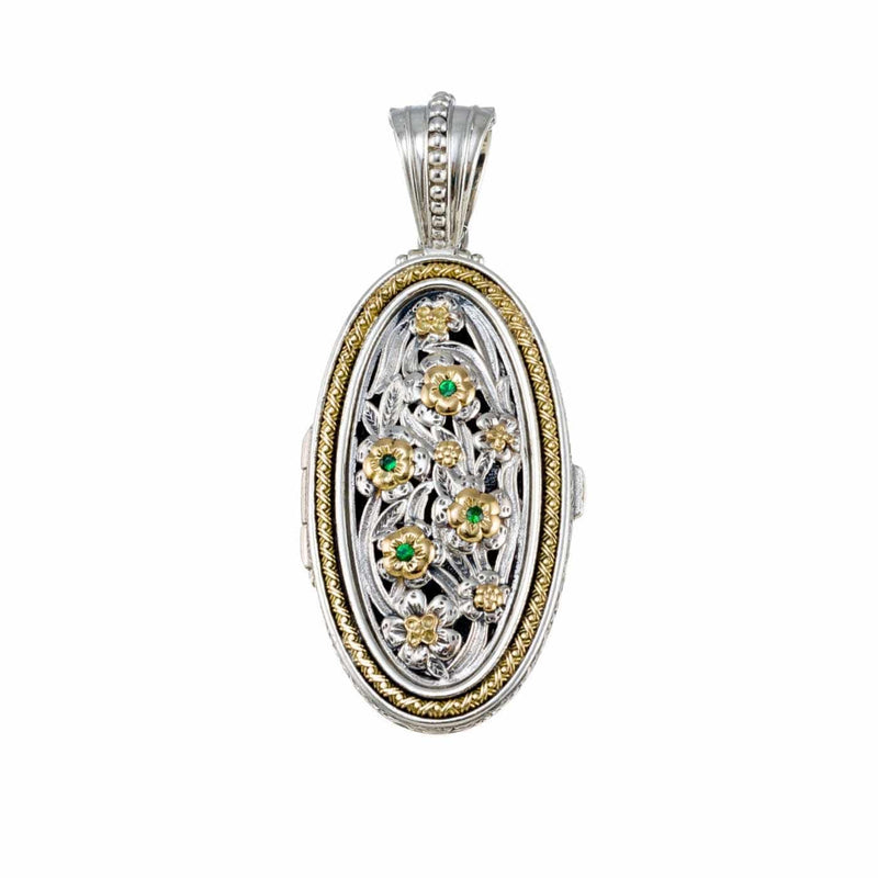 Meadow Shadows Oval Locket Pendant - 18k Gold & Sterling Silver Pendant