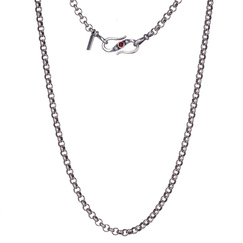 Sterling Silver Rolo Chain - Handcrafted Byzantine Chain Necklace | Unisex Heavy Duty