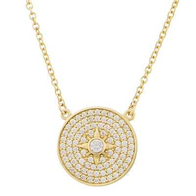 Stone Disc Necklace - 14k Gold Necklace