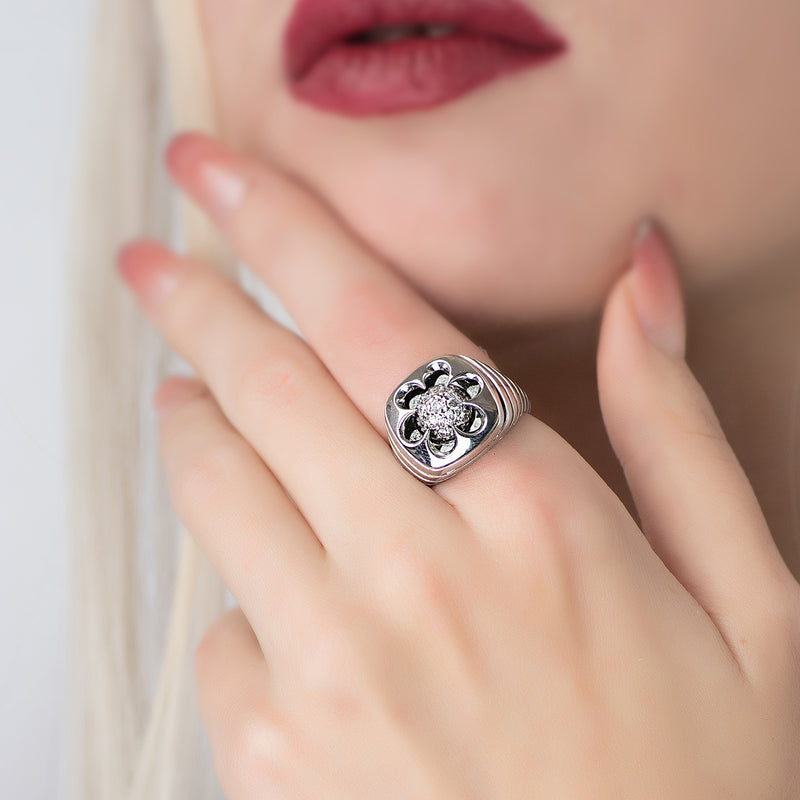 Galaxy Captured Star Ring - 18k Gold Ring - Cocktail Ring