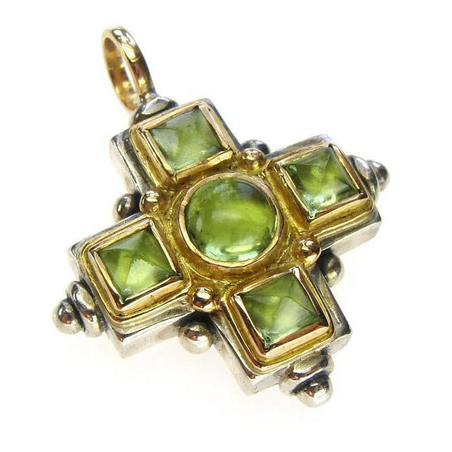 Aegean Stone Cross - 18k Gold & Sterling Silver - Greek Cross Necklace