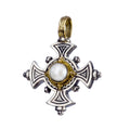 The Silver Stone Maltese Cross (Large) -  18k Gold & Sterling Silver - Cross Necklace