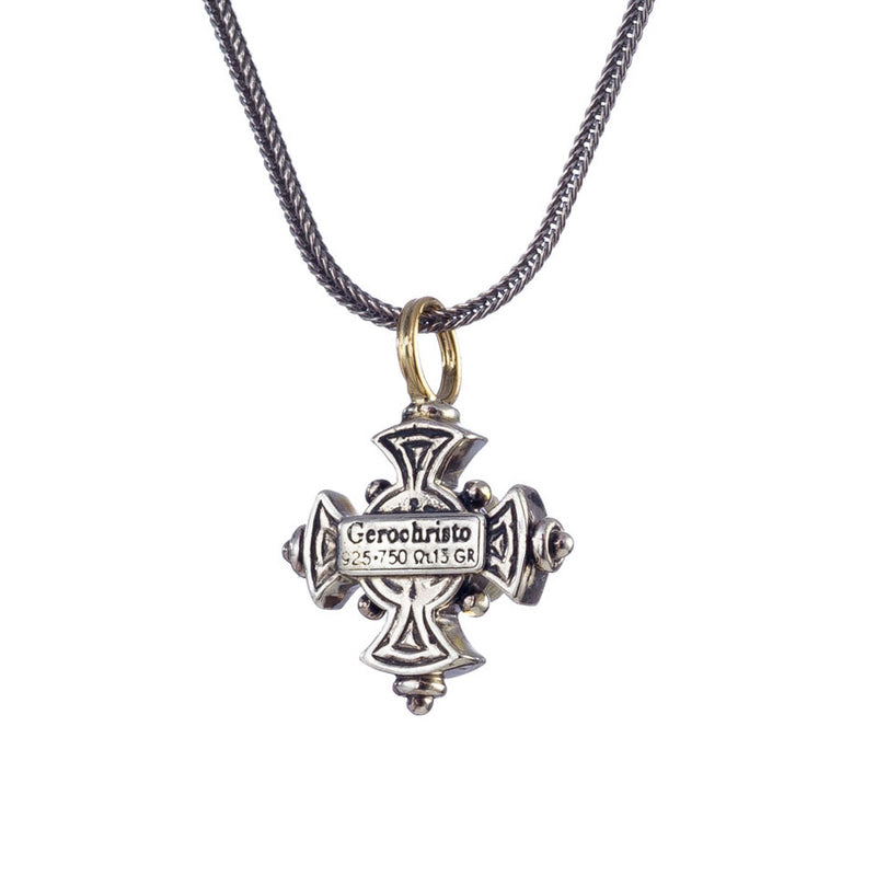 Silver Stone Maltese Cross (Small)- 18k Gold & Sterling Silver - Cross Necklace