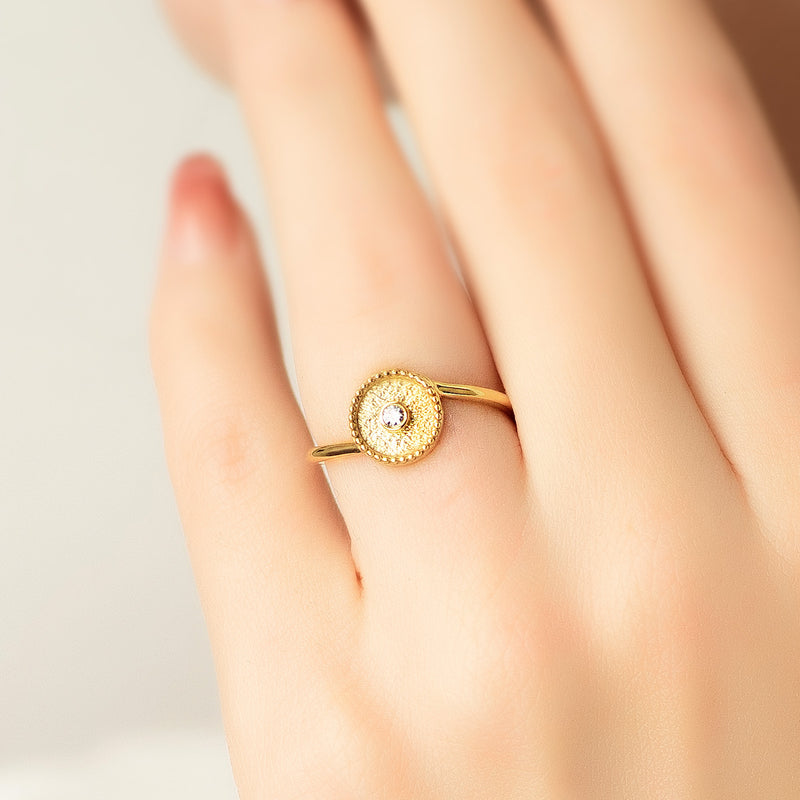 Geometric Single Circle Ring - 18k Gold Ring