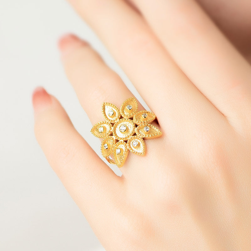 Geometric Closed Circle Drops Ring - 18k Gold Ring - Cocktail Ring