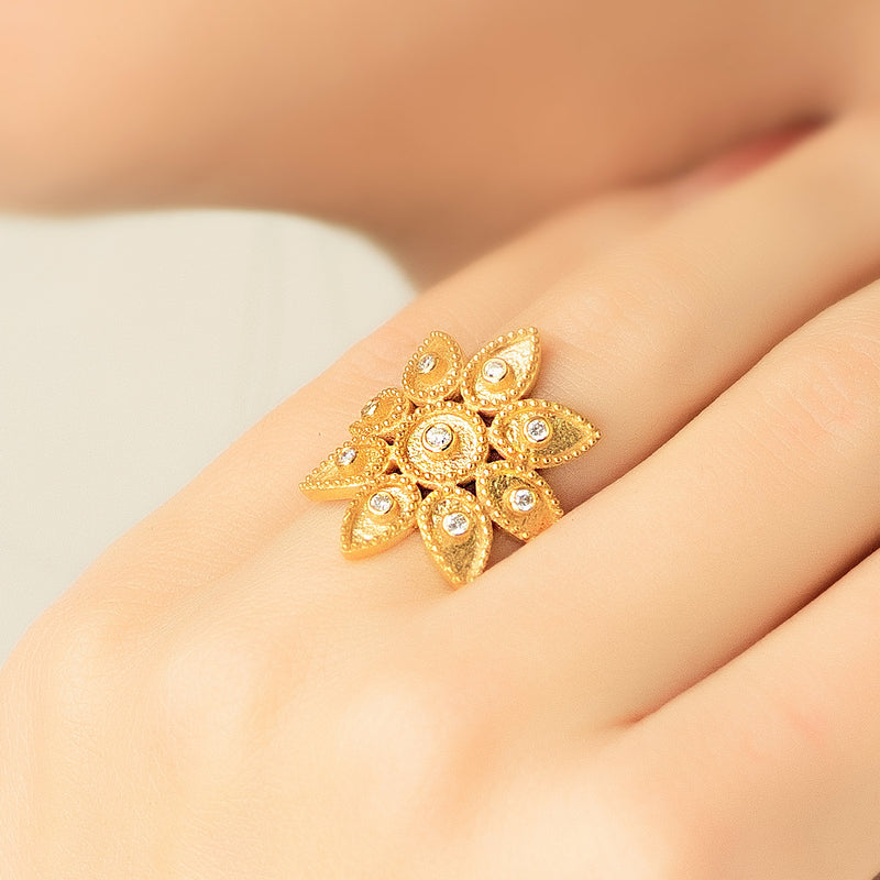 Geometric Closed Circle Drops Ring - 18k Gold Ring - Cocktail Ring