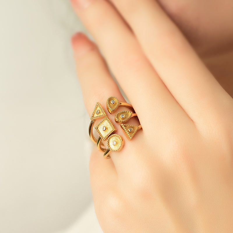 Geometric Light Ring - 18k Gold Ring - Cocktail Ring