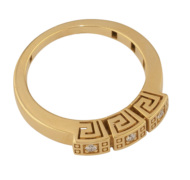 Mythical Greek Key Diamonds 3 Section Band Ring