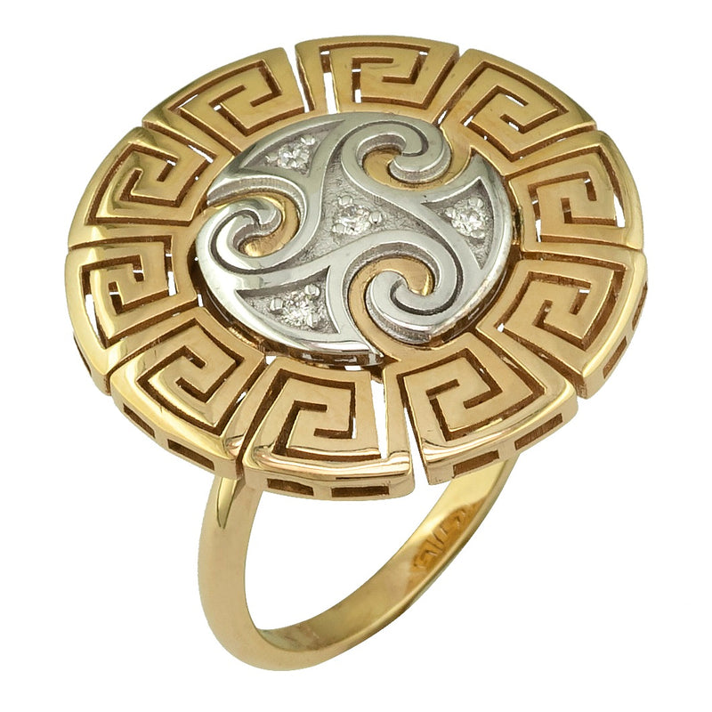 Mythical Argonaut Greek Key Ring - 18k Gold Ring - Cocktail Ring