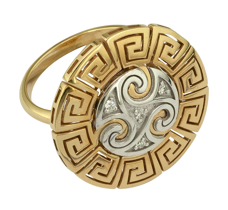 Mythical Argonaut Greek Key Ring - 18k Gold Ring - Cocktail Ring