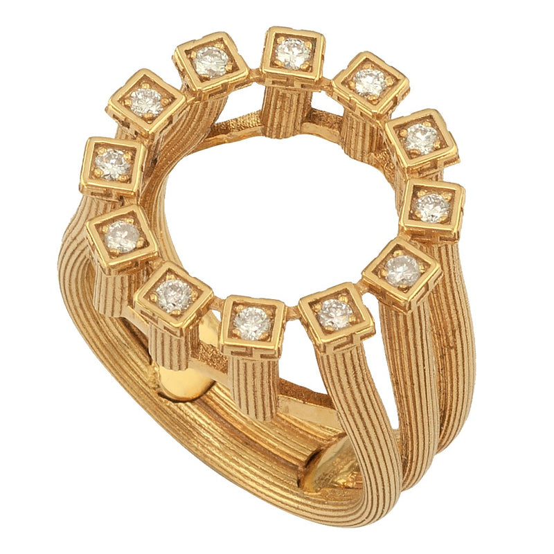 Mythical Delphi Doric Columns Ring - 18k Gold Ring - Cocktail Ring