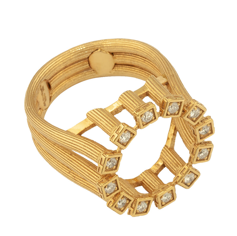Mythical Delphi Doric Columns Ring - 18k Gold Ring - Cocktail Ring