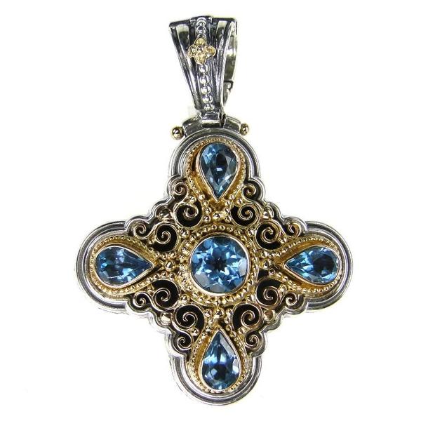 Meteora Greek Cross - 18k Gold and Sterling Silver - Cross Necklace
