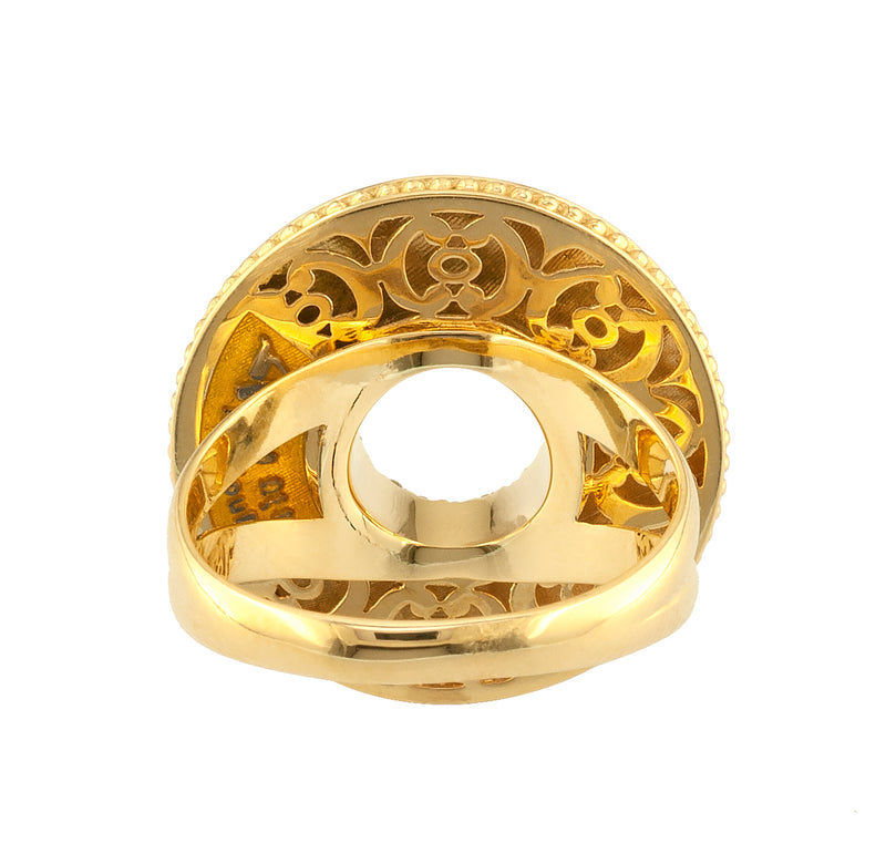 Eternal Open Circle Greek Key Ring - 18k Gold Ring - Cocktail Ring