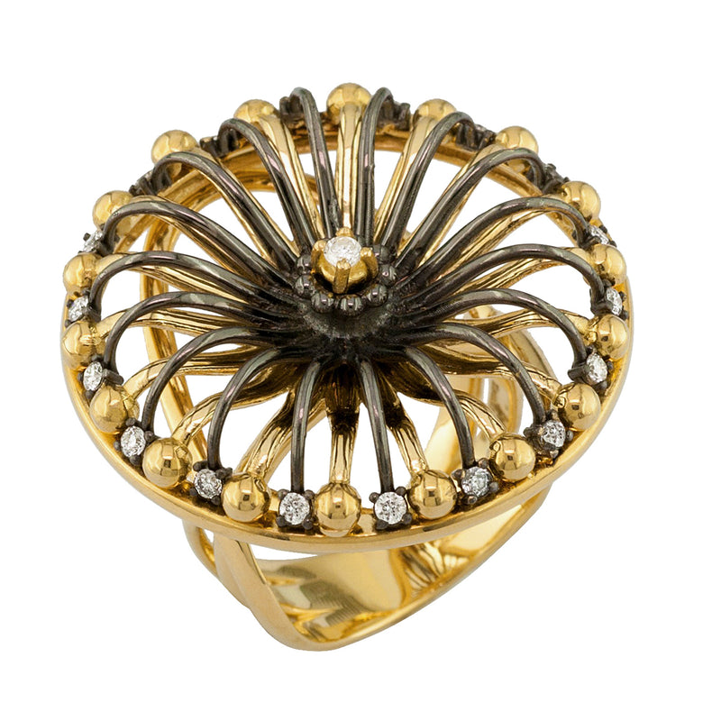 Galaxy Solar System Ring - 18k Gold Ring - Cocktail Ring