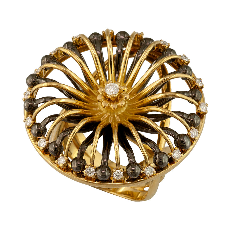 Galaxy Solar System Ring - 18k Gold Ring - Cocktail Ring