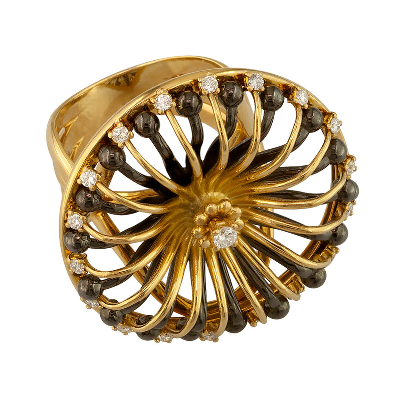 Galaxy Solar System Ring - 18k Gold Ring - Cocktail Ring