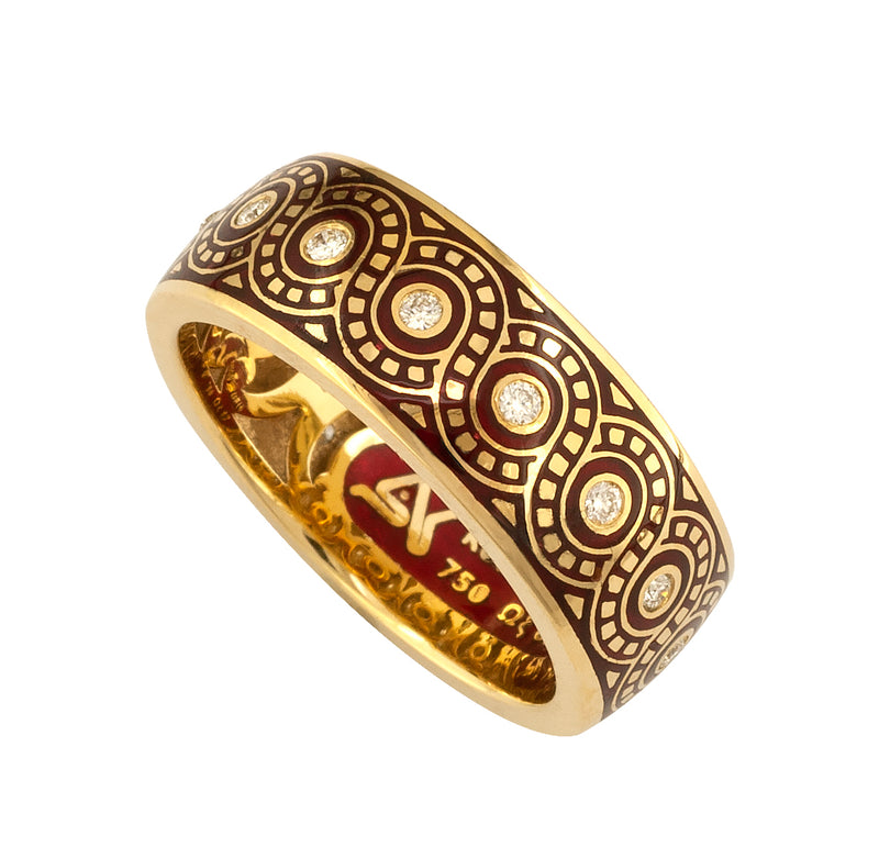 Eternal Braid Enamel Ring - 18k Gold Ring - Cigar Band Ring