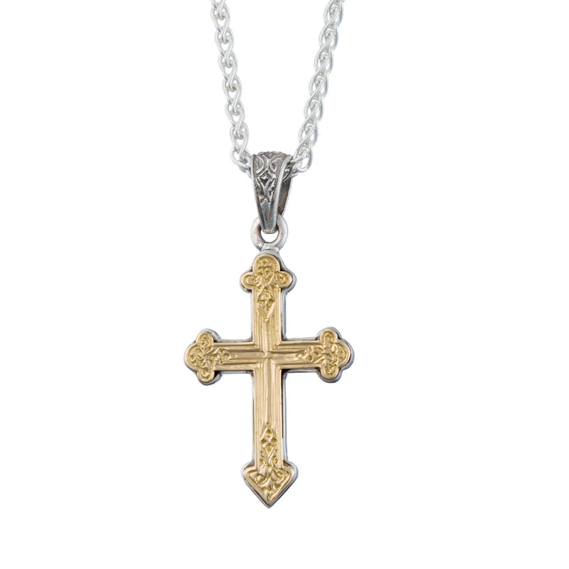 Classic Orthodox Cross (Small) - 18k Gold & Sterling Silver - Cross Necklace