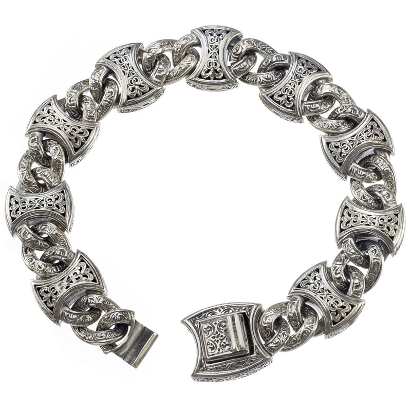 Heavy Axeheads Curb Link Bracelet - Sterling Silver Bracelet
