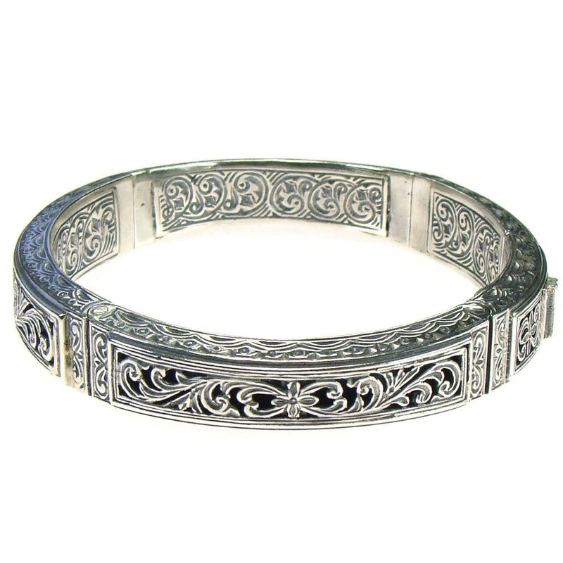 Garden Shadows Bracelet  - Sterling Silver - Hinged Bangle Bracelet