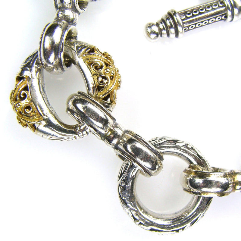 Zelda Triple Station - 18k Gold and Sterling Silver - Empty Charm Bracelet