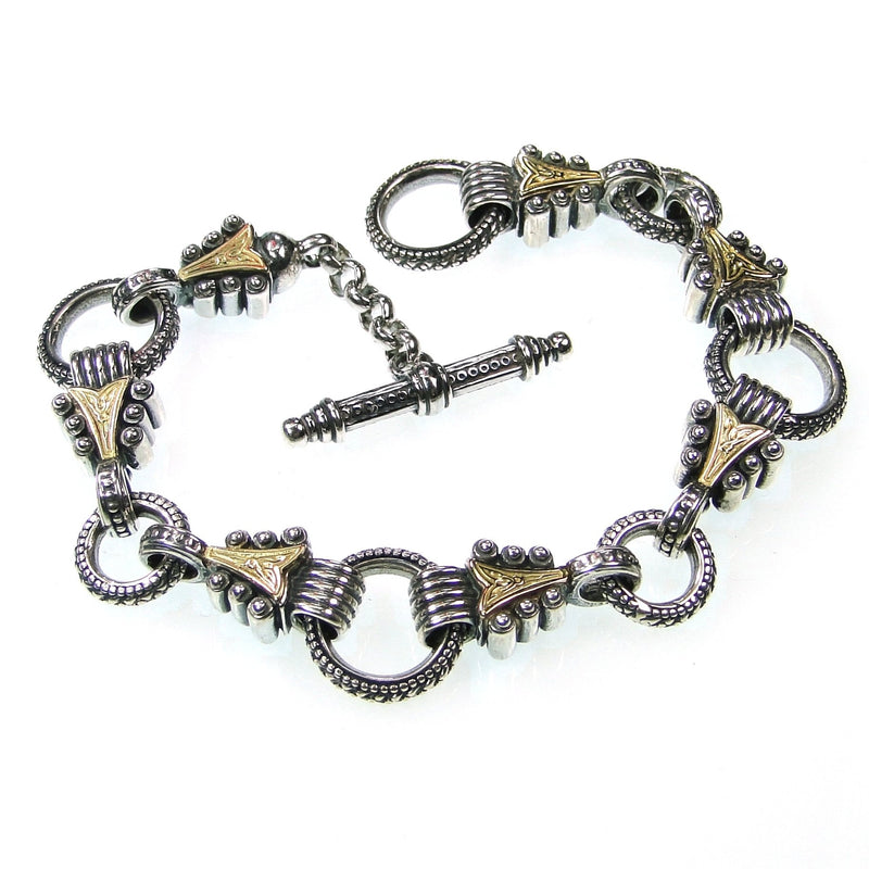 Gold Arrow - 18k Gold and Sterling Silver - Empty Charm Bracelet