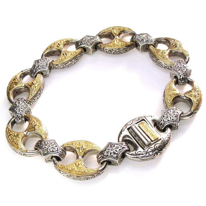 Silver and 18k Gold Anchor Link Bracelet