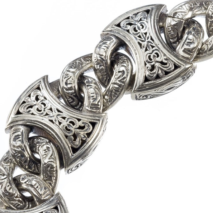 Heavy Axeheads Curb Link Bracelet - Sterling Silver Bracelet