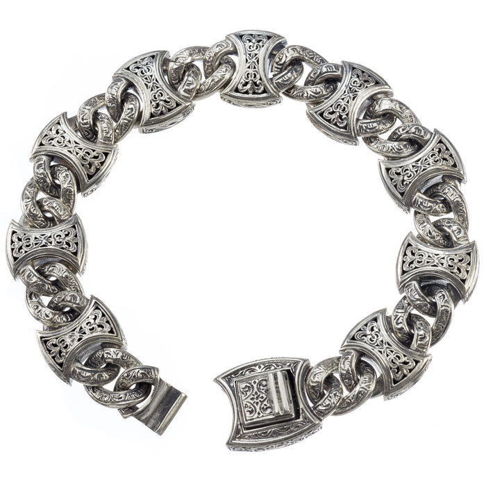 Heavy Axeheads Silver Curb Link Bracelet